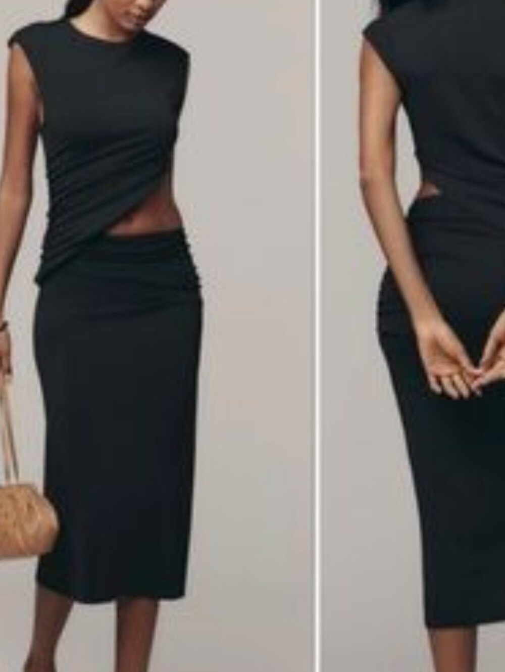 By Anthropologie NWT Cutout Knit Midi Dress Ruched Draped M